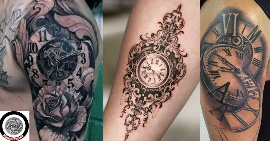 Geometric Clock Half Sleeve Tattoo